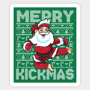 Merry Kickmas Karate Santa Claus Kung Fu Ugly Christmas Sweater Sticker